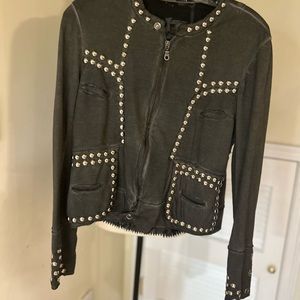 Grey Cotton Silver Studded Jacket